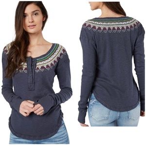 We The Free Free People Fair Isle Embroidered Thermal Top